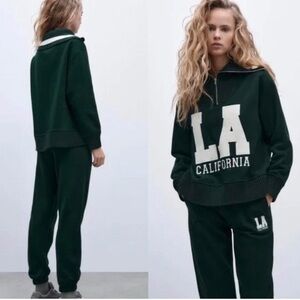 Zara Dark/Forest Green LA City Patch Sweatshirt